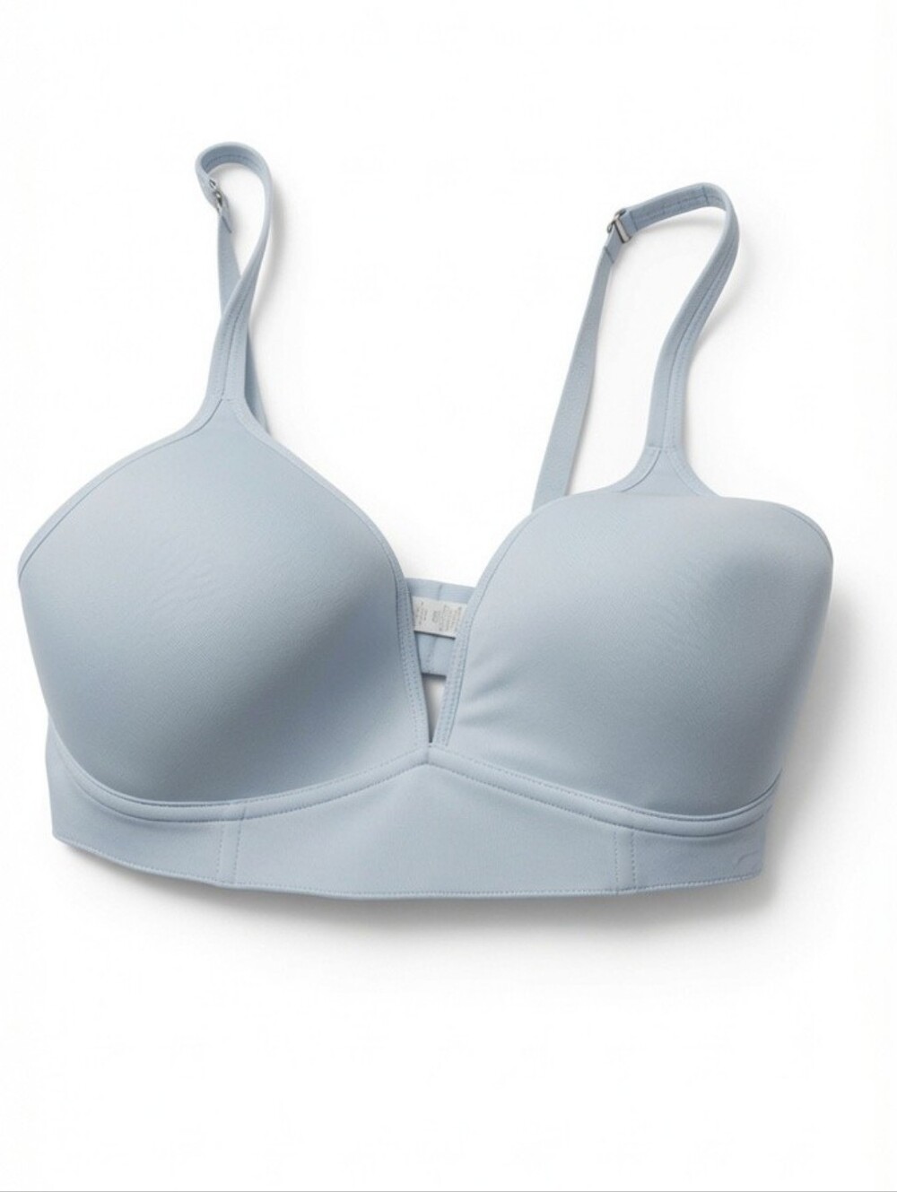 Aerie Real Sunnie Wireless Lightly Lined Plunge Bra Light Blue Rose Gold Stars